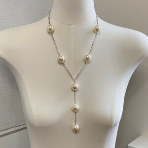 Faux Pearl Lariat Necklace